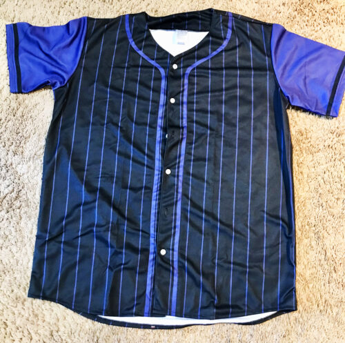 Custom Black-Royal Pinstripe Baseball Jersey Personalized Name Number Logo photo review