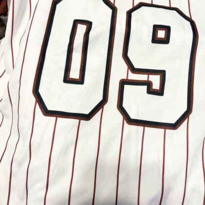 Custom White-Crimson Pinstripe Baseball Jersey Personalized Name Number Logo photo review